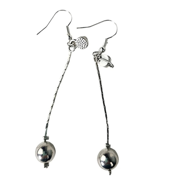 Clear Crystal Silver Ball Dangle Earrings - Picture 2 of 2